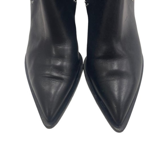 Givenchy Black Leather Studded Accents Chelsea Boots Size 37 Pointed Toe Silver - Picture 9 of 11